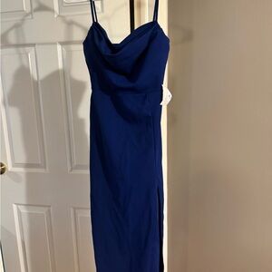 Windsor Royal Blue Midi Dress with Spaghetti Straps